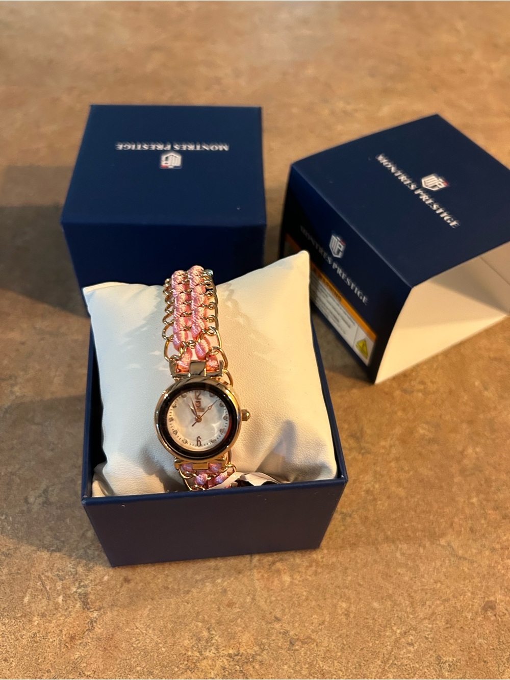 Women's Pink Chain-Link Bracelet Watch with Gold-Tone Case